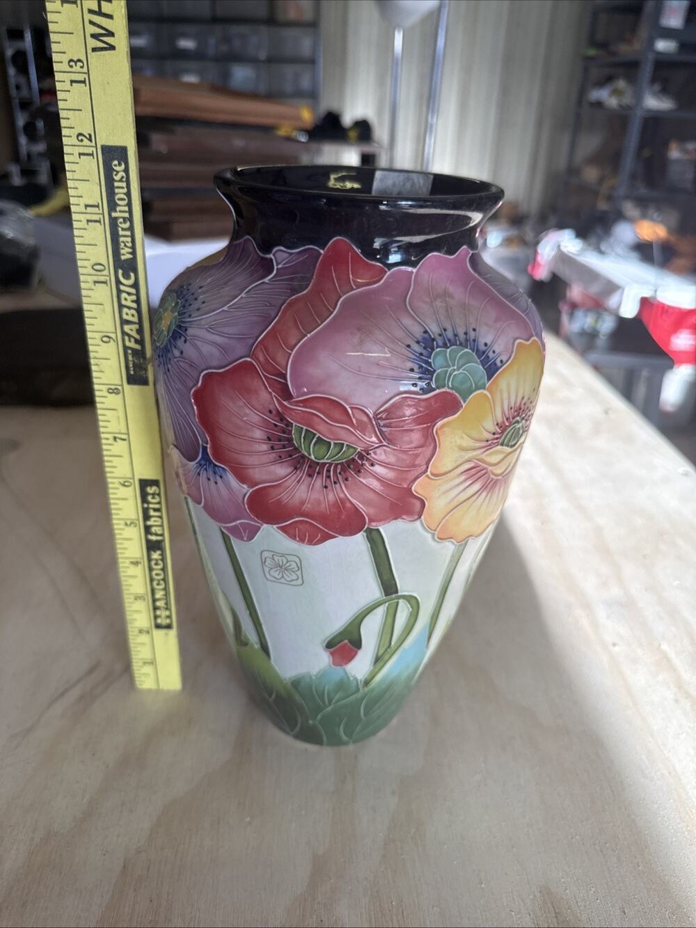 McCall Vase Poppy Flowers Icing On The Cake Collection 12 inch Blue Sky 2004